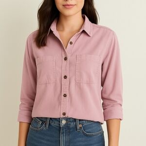 Massimo Dutti Pink Lyocell Button Down Shirt